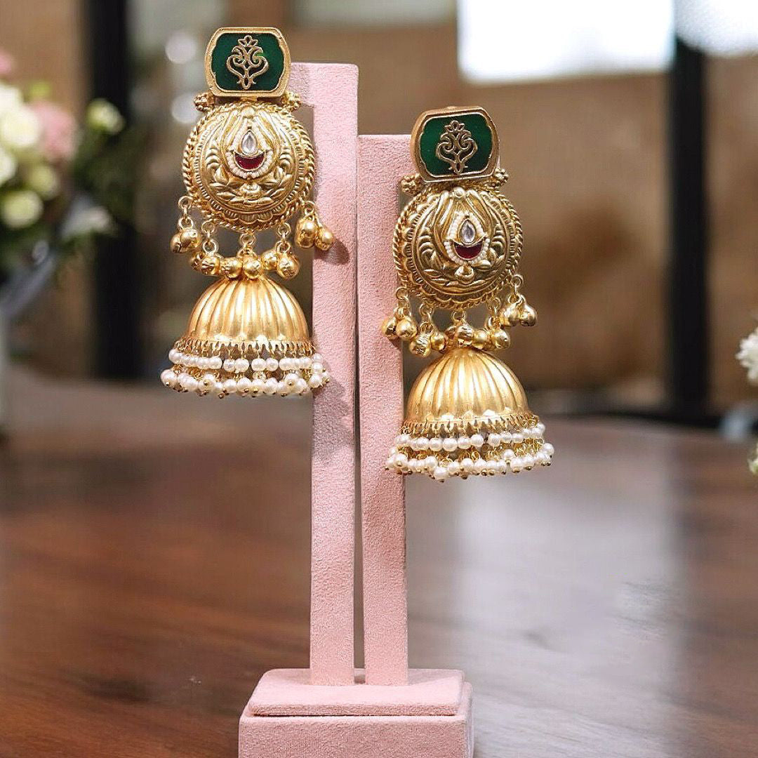 Pakistani Traditional Pearl Jhumki Earrings Set, Pakistani Bridal Kundan Jhumki Set, Indian Jhumki Set, Indian Kundan Jewelry Set