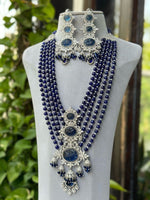 Multi Layer Jaipuri Polki Necklace Earrings Set, Layered Rajsthani Traditional Jewelry Set, Indian Ethnic Layer Necklace Set, Bollywood Multi Layer Polki Necklace Set, Celebrity Polki Jewelry Set