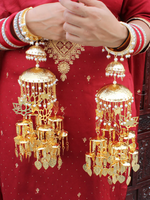 Celebrities Inspired Layered Golden Haathphool Set, Bollywood Layer Kaleere Set, Indian Haathphool Set, Pakistani Golden Kaleere Set