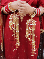 Ethnic Gold Bridal Kaleere Multi Tiered Dangling Beads, Pakistani Kaleere, Indian Wedding Kaleere, Jaipuri Golden Haathphool Set