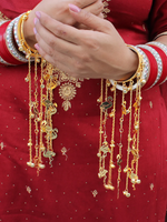 Duck Inspired Golden Kaleere Set, Indian Duck Design Haathphool Jewelry, Bridal Kaleere Set, Indian Golden Kaleere Set