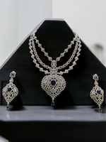 Three Layered Indian Sparkling AD Necklace Earring Set, CZ Layer Necklace Set, Multi Layer AD Jaipuri Necklace Jewelry Set, CZ Layer Jewelry Set