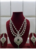 Three Layered Indian Sparkling AD Necklace Earring Set, CZ Layer Necklace Set, Multi Layer AD Jaipuri Necklace Jewelry Set, CZ Layer Jewelry Set