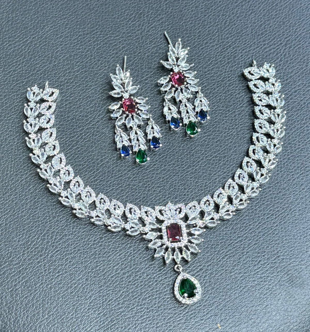 Sparkling Indian Pearl Necklace Earrings Set, Bridal Kundan Necklace Set, Bollywood AD Jewelry Set, Wedding Indian Kundan Choker Set, Pakistani Pearl Jewelry Set