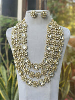 Bollywood Stylish Layered Polki Necklace Earrings Indian Jewelry Set, Bollywood Design Layer Polki Jewelry Set