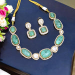Madhuri Dixit Inspired Mint Polki Necklace Earrings Set