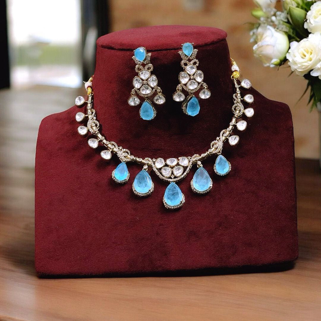 Celebrities Inspired American Diamond Bridal Necklace Earrings Set