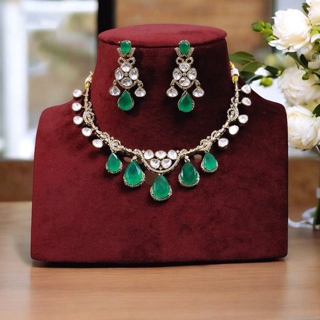 Celebrities Inspired American Diamond Bridal Necklace Earrings Set