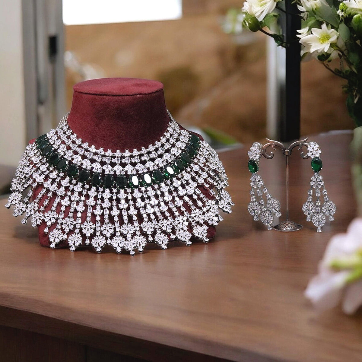 Multi Layer Ethnic Design Bridal Choker Earrings Set