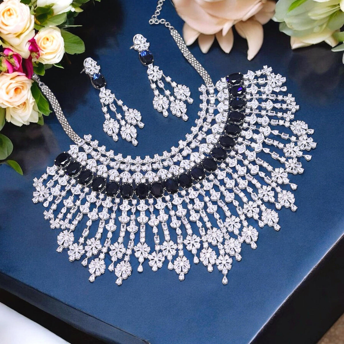 Multi Layer Ethnic Design Bridal Choker Earrings Set