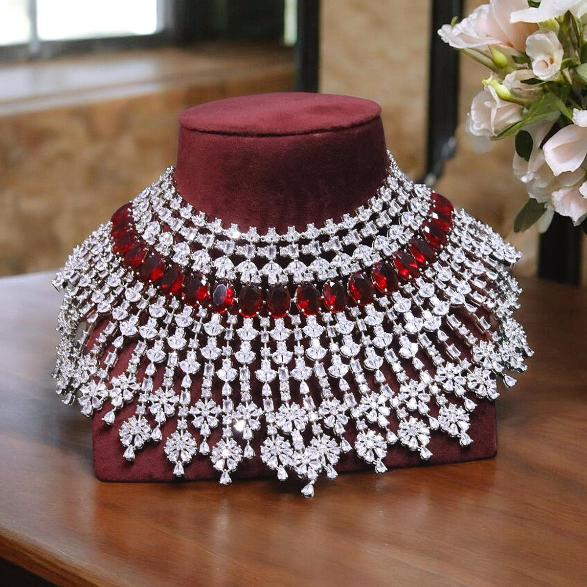 Multi Layer Ethnic Design Bridal Choker Earrings Set