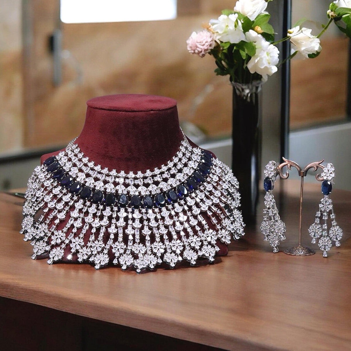 Multi Layer Ethnic Design Bridal Choker Earrings Set