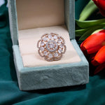 Gold Plated Flower Design CZ Ring For Women
