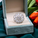 Gold Plated Flower Design CZ Ring For Women