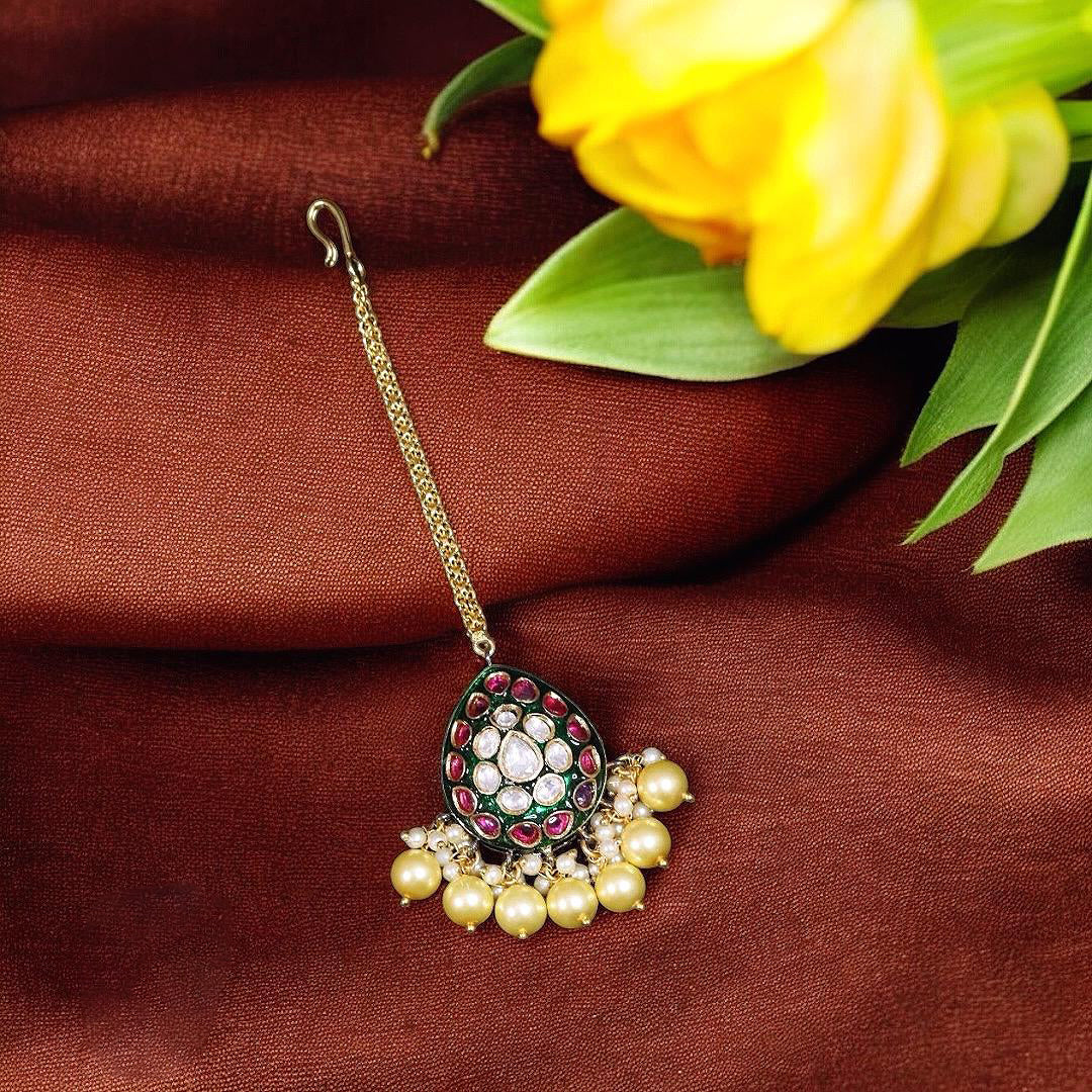 Indian Drop Stone Work Maangtikka For Women