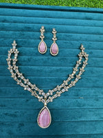 Double Layer Gold Plated Teardrop Necklace Earrings Set