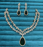 Double Layer Gold Plated Teardrop Necklace Earrings Set