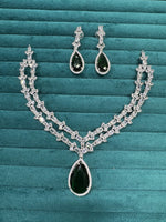 Double Layer Gold Plated Teardrop Necklace Earrings Set