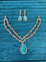 Double Layer Gold Plated Teardrop Necklace Earrings Set