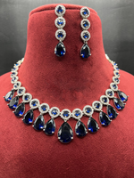 Indian Stylish AD Necklace Earrings Jewelry Set For Women