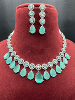 Indian Stylish AD Necklace Earrings Jewelry Set For Women