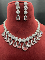 Indian Stylish AD Necklace Earrings Jewelry Set For Women