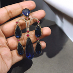 Bollywood Inspired Teardrop CZ Earrings Jewelry Set For Wedding