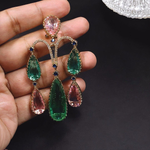 Bollywood Inspired Teardrop CZ Earrings Jewelry Set For Wedding