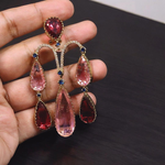 Bollywood Inspired Teardrop CZ Earrings Jewelry Set For Wedding