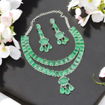 Bollywood Inspired Green Doublet Necklace Matching Earrings Set