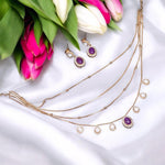 Statement Gold Plated CZ Necklace Earrings Set