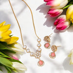 Rajsthani Gold Plated Stone Work AD Necklace Earrings Set