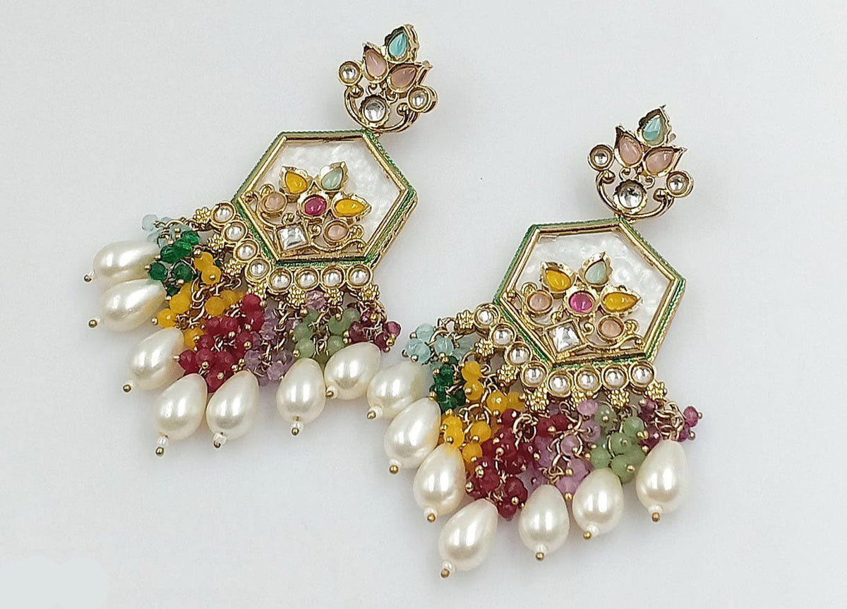 Bollywood Premium Kundan Earrings Handmade Ethnic Jewelry for Women