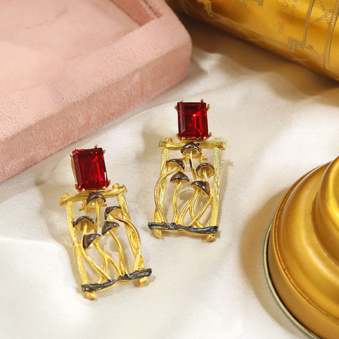 Unique Ethnic Earrings with Blue Center Stone Stunning Handmade Jewelry with Intricate Design for Cultural and Special Occasions