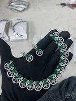 Crafted Bridal AD Necklace Earrings with American Diamond CZ for Elegant Wedding Glamour And Perfection