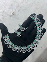 Crafted Bridal AD Necklace Earrings with American Diamond CZ for Elegant Wedding Glamour And Perfection