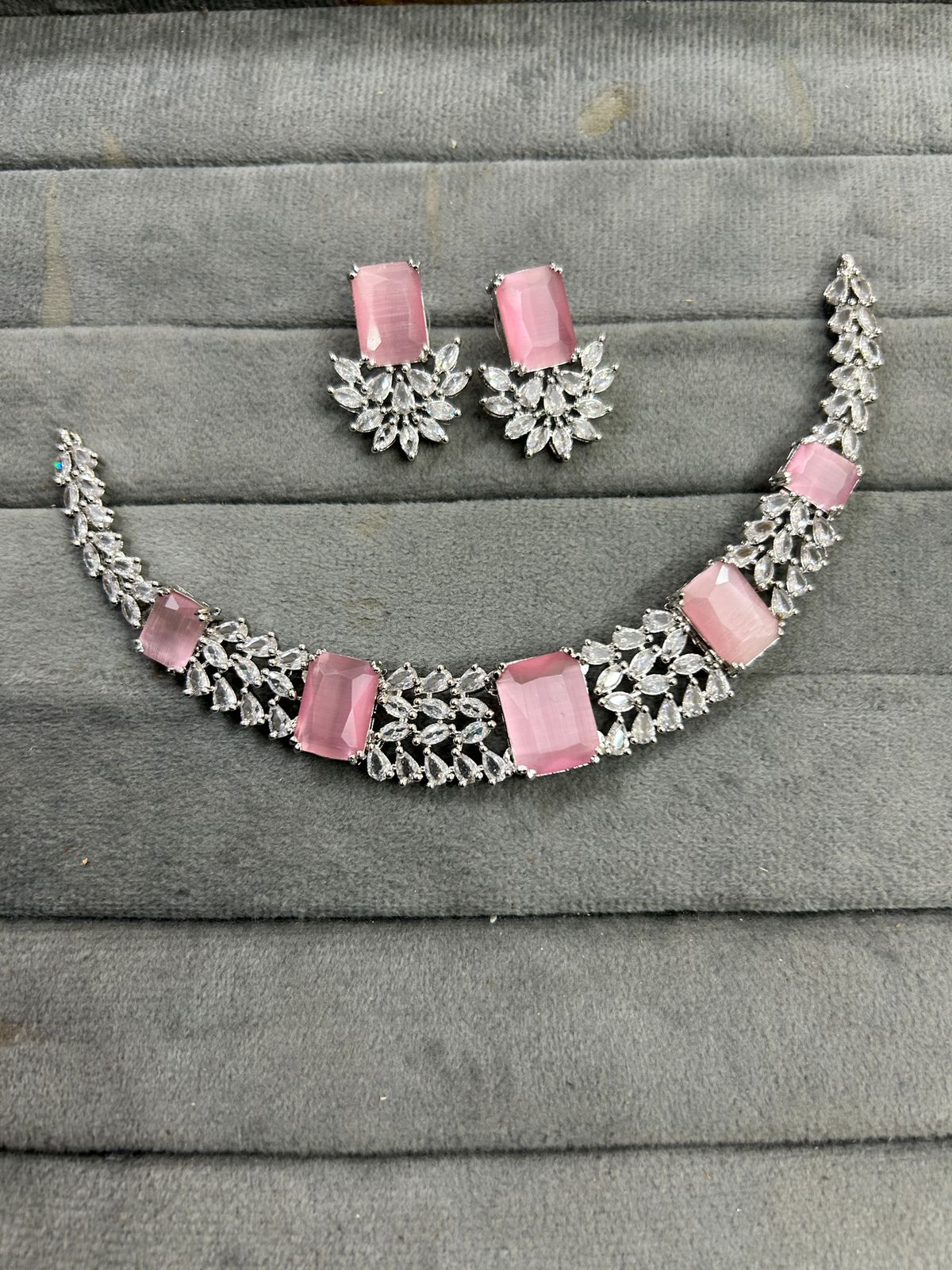 Handcrafted American Diamond Ethnic Necklace Perfect For Bridal Festive Ethnic Wear With Special Design