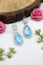 American Diamond Pear Shaped Topaz Earrings With Pakistani Handcrafted Premuim Natural Gemstone For Girls