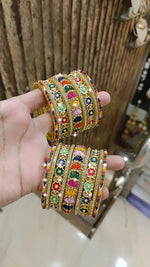 Multi Rajwadi Pearl and Gold Crystal Bangles, Wedding Jewelry, Indian Bridal Jewelry, Best Selling Traditional Bangles