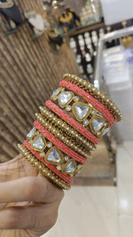 Elegance Pearl American Diamond Bridal Bangles Set Wedding Jewellery