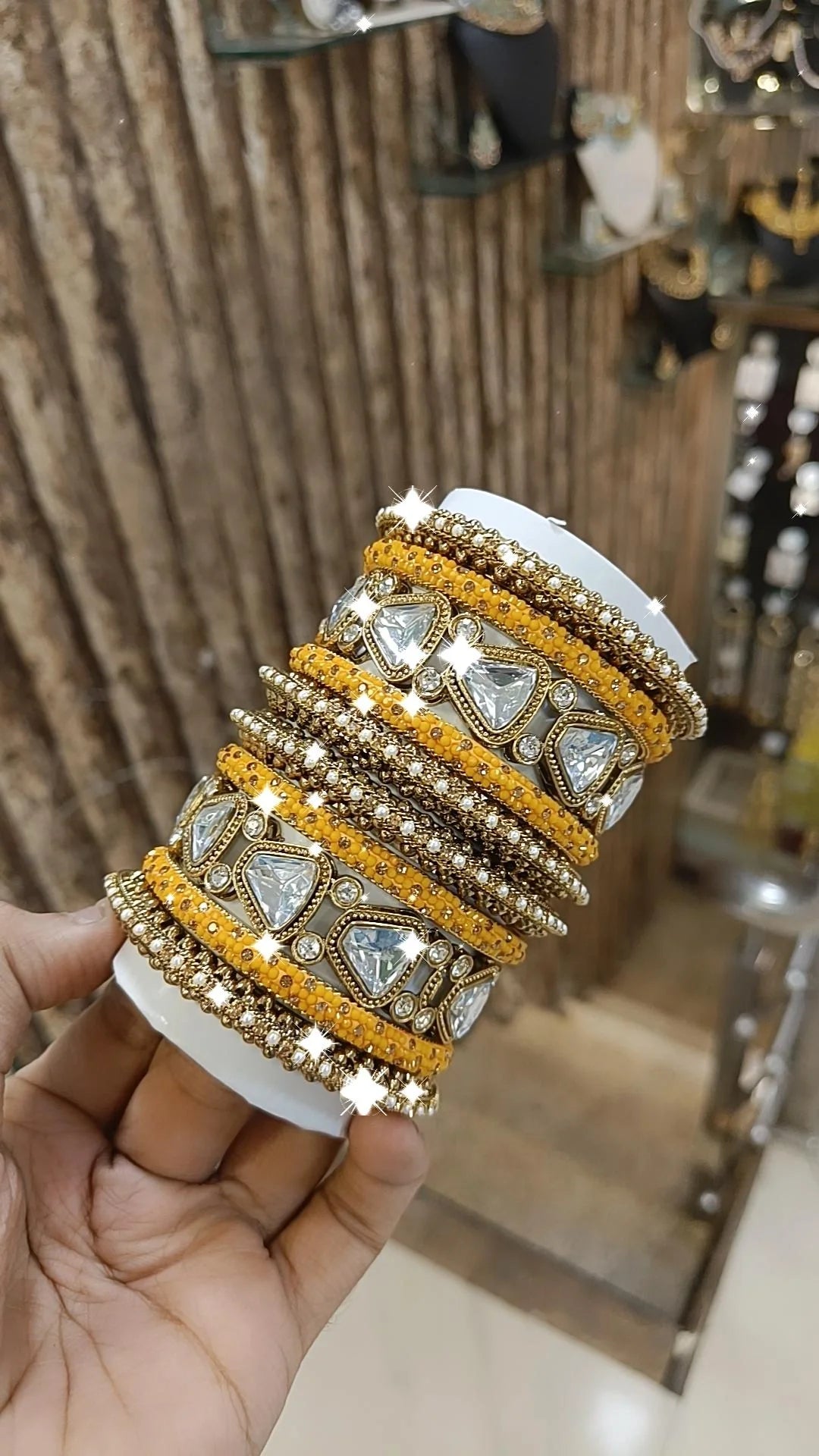 Elegance Pearl American Diamond Bridal Bangles Set Wedding Jewellery