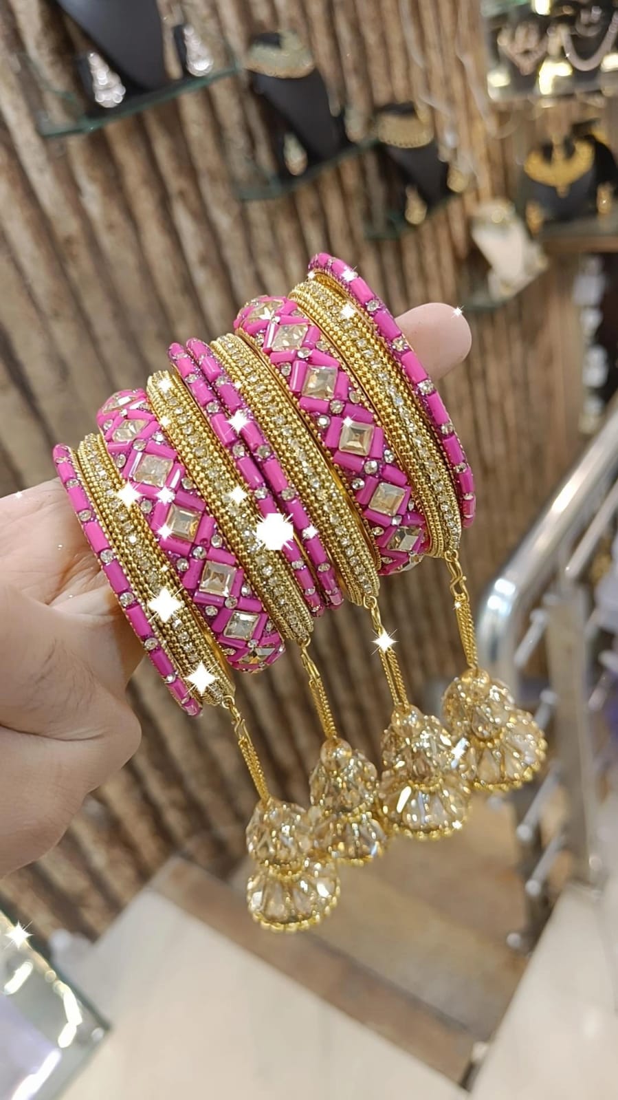 Golden Glory Bollywood Bangles Jhumka Collections Pearl Jewelry