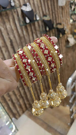 Golden Glory Bollywood Bangles Jhumka Collections Pearl Jewelry
