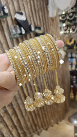 Pakistani Gold-Plated Bangles Pearl Jhumka Set Bridal Bangle