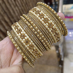 Radiate Royalty Golden Pearl Bangles Indian Jewelry Set