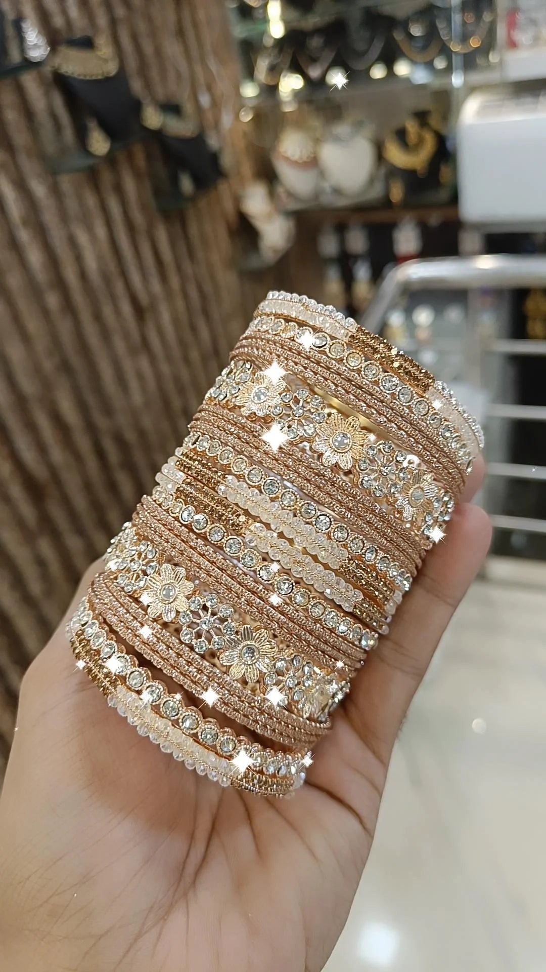 Gold Tone Bollywood Bangle - Multicolor Stones Pakistani Bangle