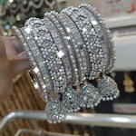 Silver-Plated Bangles Mirror Work Design - Indian Bangles Set