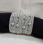 Silver Finish 16 Pcs AD Bangles Set | Indian Jewellery | Sparkling Diamond Bridal & Partywear Indian Bangles
