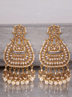 Gold Plated Partywear Kundan Studded Designer Drop Earrings, Indian Earrings Set