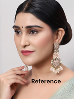 Gold Plated Partywear Meenakari Kundan studded Pastel Colour Earring Set